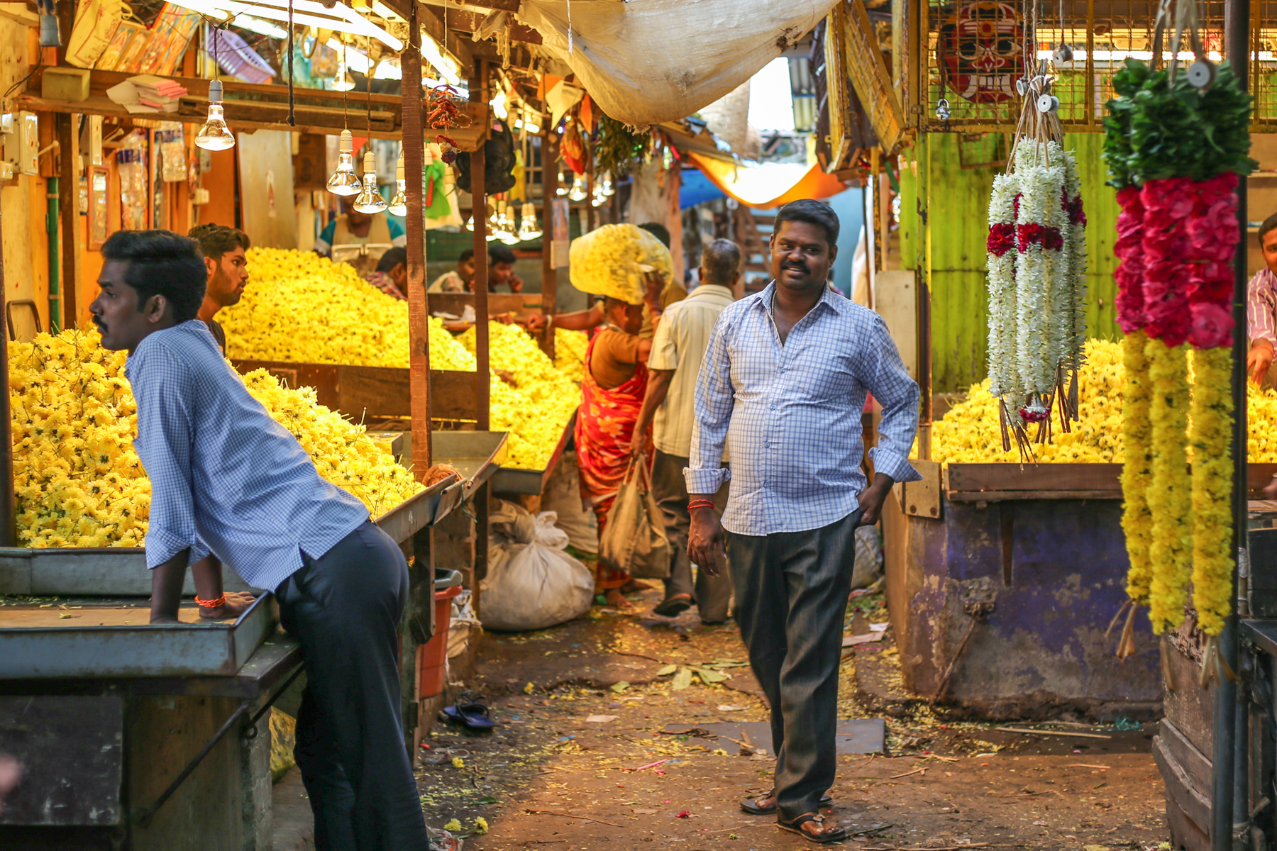 Inde-marché-pondichery-goubert-market-fleur
