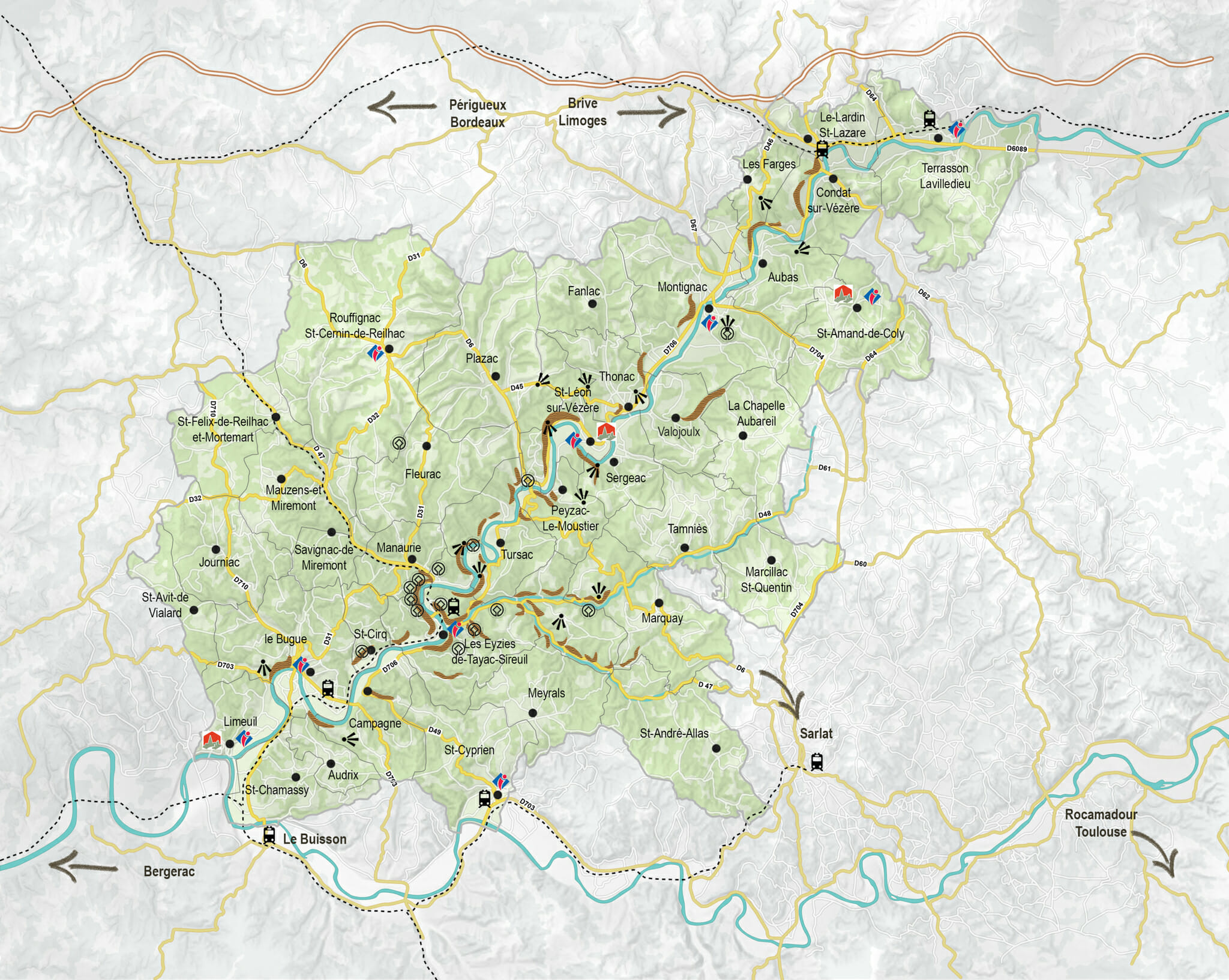 Carte de la vallée de la Vézère