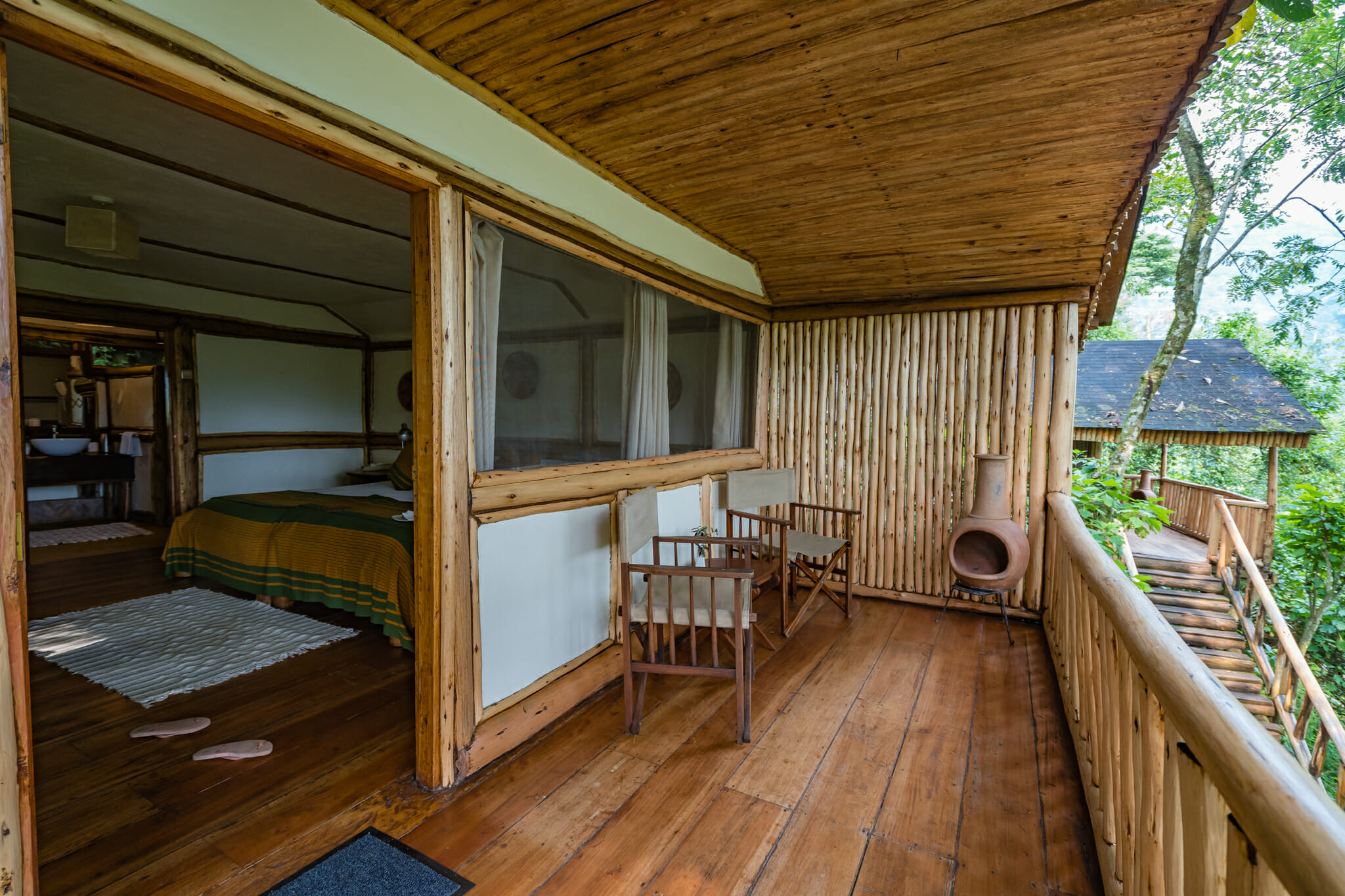 terrasse du buhoma lodge au coeur de la foret de bwindi 