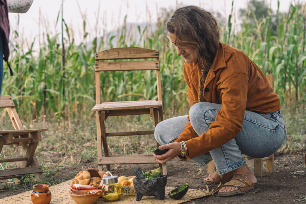 Pique nique traditionnel dans la région de Teotihuacan